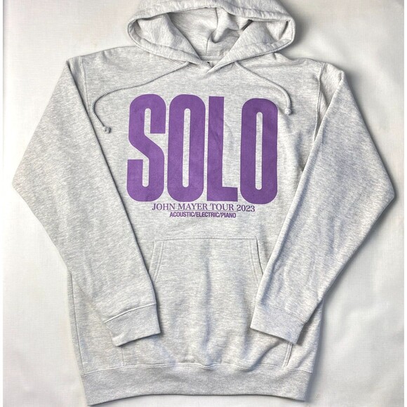New! JOHN MAYER "SOLO" 2023 Concert Tour GRAY HOODIE! Pullover Band Merch Sz M - Picture 1 of 16